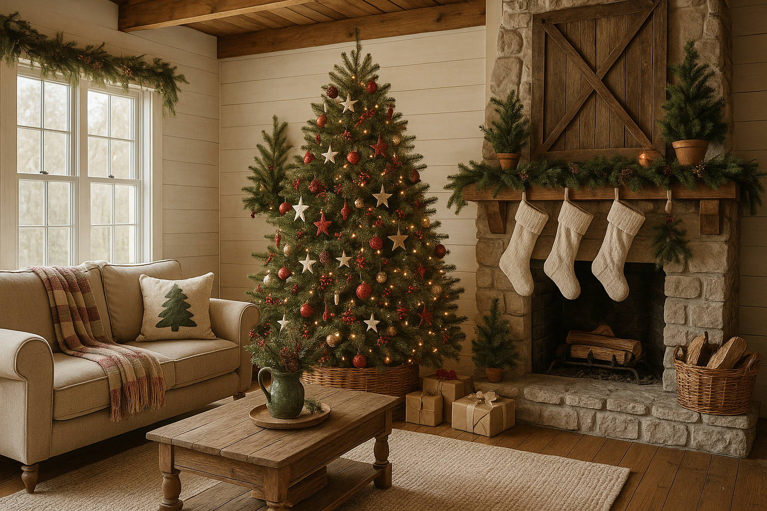 farmhouse christmas decor - Illustration